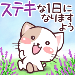 [LINEスタンプ] 毎日使える☆新緑の季節にブチ猫スタンプの画像（メイン）