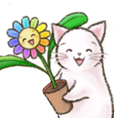 [LINEスタンプ] ふわぽてcatとお花ちゃん