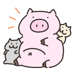 [LINEスタンプ] ブタさんとネコさん