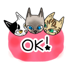 [LINEスタンプ] Tsundere 3cats  (ツンデレ3キャッツ)