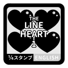 [LINEスタンプ] THE LINE HEART 1【英語[¼]ブラック】