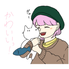 [LINEスタンプ] 毎日頑張る女の子とネコちゃん