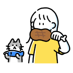 [LINEスタンプ] 素朴でかわいい女の子と猫のスタンプ
