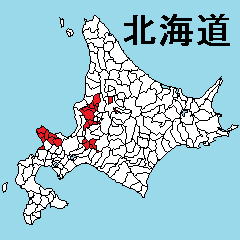 [LINEスタンプ] 北海道の市町村地図 その4の画像（メイン）